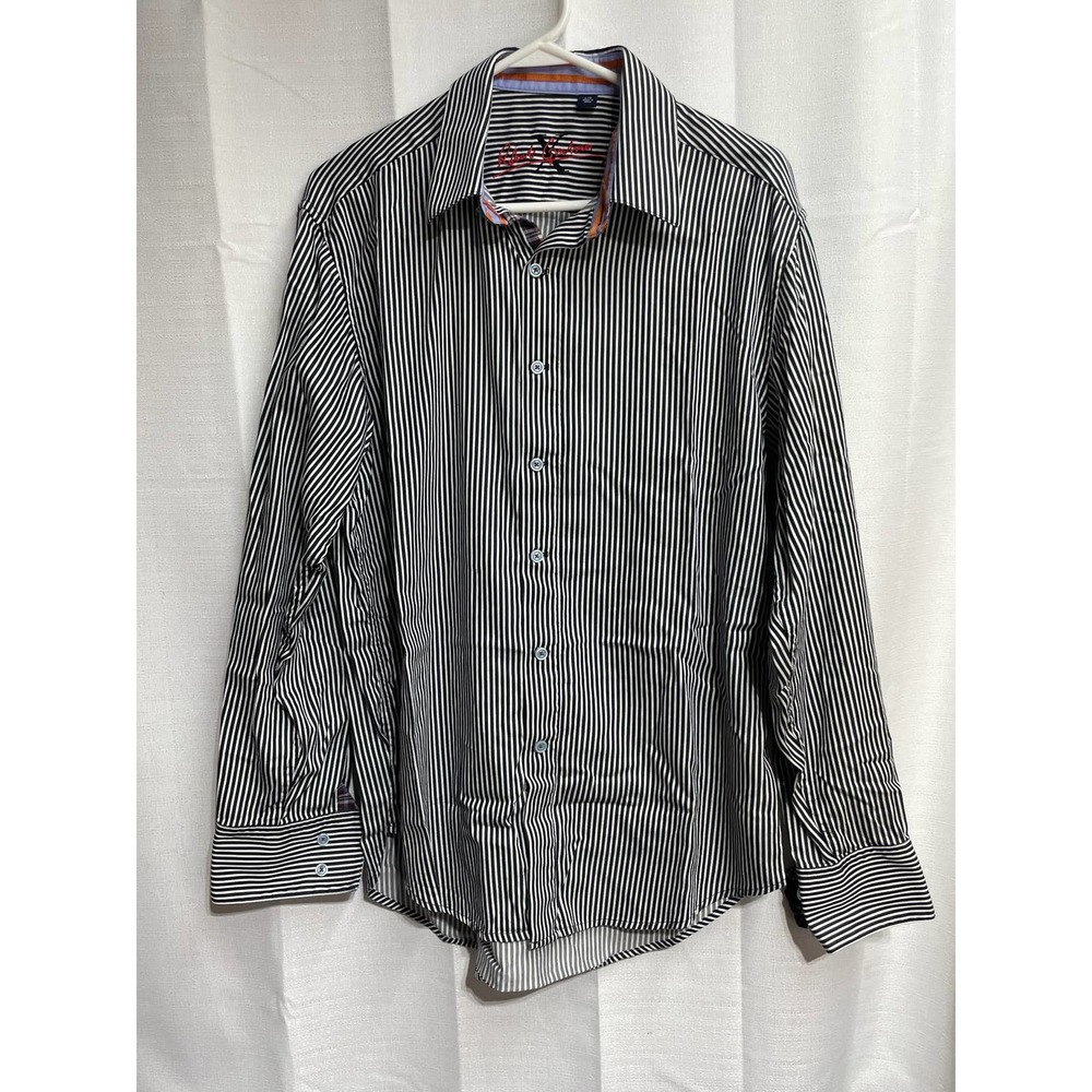 Robert Graham Long Sleeve Flip Cuff Button Up Size Large 100% Cotton